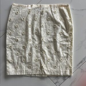 Talbots Cream Floral Lace Pencil Skirt